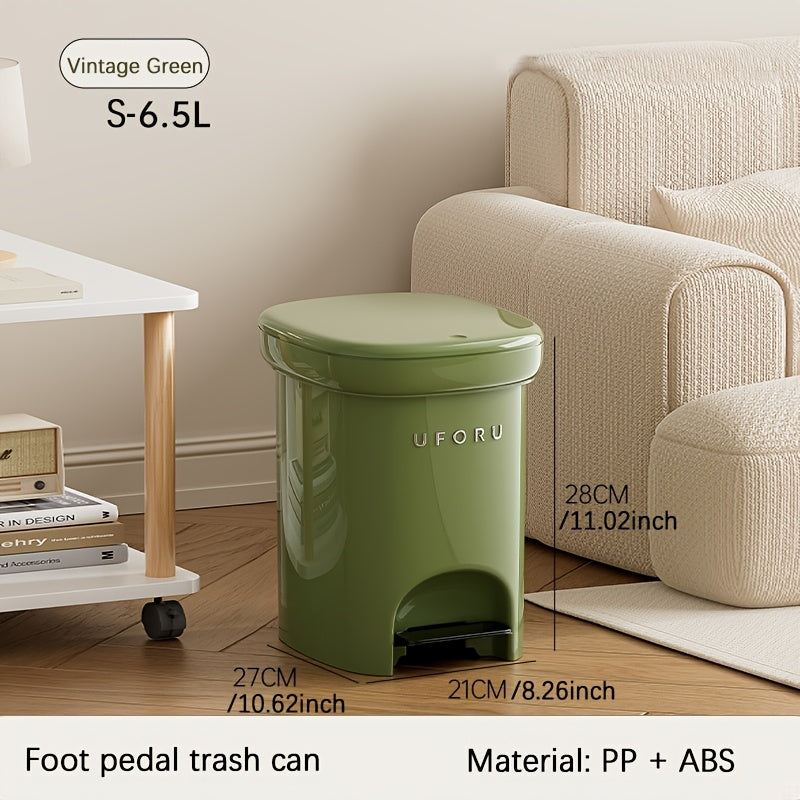 1 Sealed Trash Can with Lid | Durable Plastic Pedal-Operated Trash Bin for Kitchen, Bedroom, Living Room - Odor-Resistant, Home Decor, Modern Design