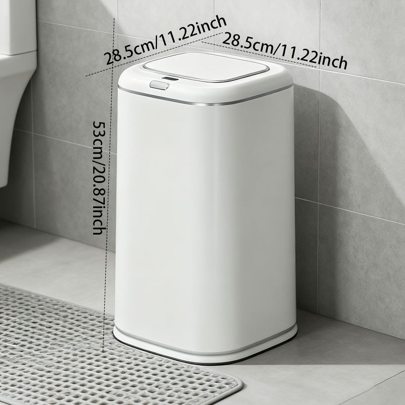 11.36-Gallon Commercial Smart Toilet Trash Can, Automatic Trash Bin, White Automatic Sensing Garbage Can, Small Smart Trash Bin, Lid-Equipped Smart Trash Can, Suitable for Bedrooms, Bathrooms, And Offices