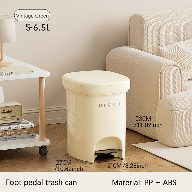 1 Sealed Trash Can with Lid | Durable Plastic Pedal-Operated Trash Bin for Kitchen, Bedroom, Living Room - Odor-Resistant, Home Decor, Modern Design