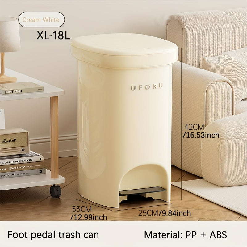 1 Sealed Trash Can with Lid | Durable Plastic Pedal-Operated Trash Bin for Kitchen, Bedroom, Living Room - Odor-Resistant, Home Decor, Modern Design