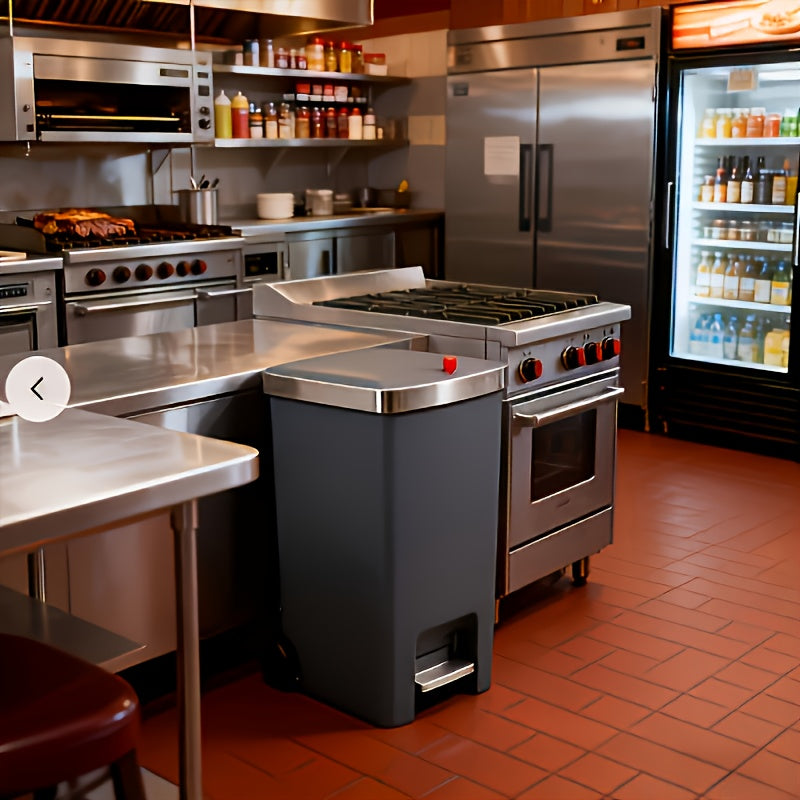 11.89-Gallon Heavy-Duty Plastic Trash Can with Foot Pedal - Large Capacity for 11.89 Gallons\u002F999 Households, 888 People, Space-Saving Rolling Trash Bin with Sturdy Base And Smooth Rolling, Suitable for Office, Bathroom, Ideal for Kitchen