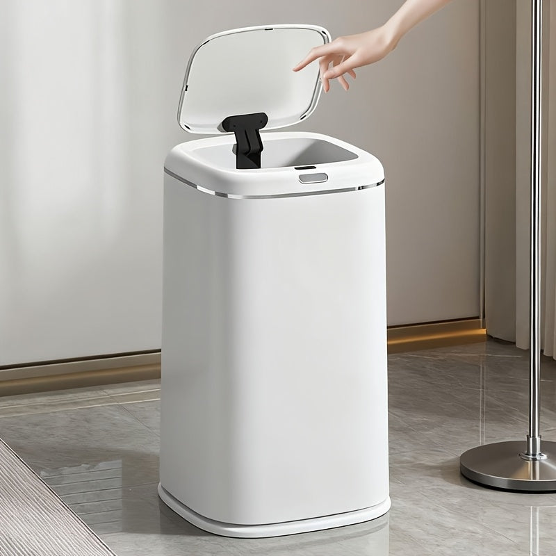 11.36-Gallon Commercial Smart Toilet Trash Can, Automatic Trash Bin, White Automatic Sensing Garbage Can, Small Smart Trash Bin, Lid-Equipped Smart Trash Can, Suitable for Bedrooms, Bathrooms, And Offices