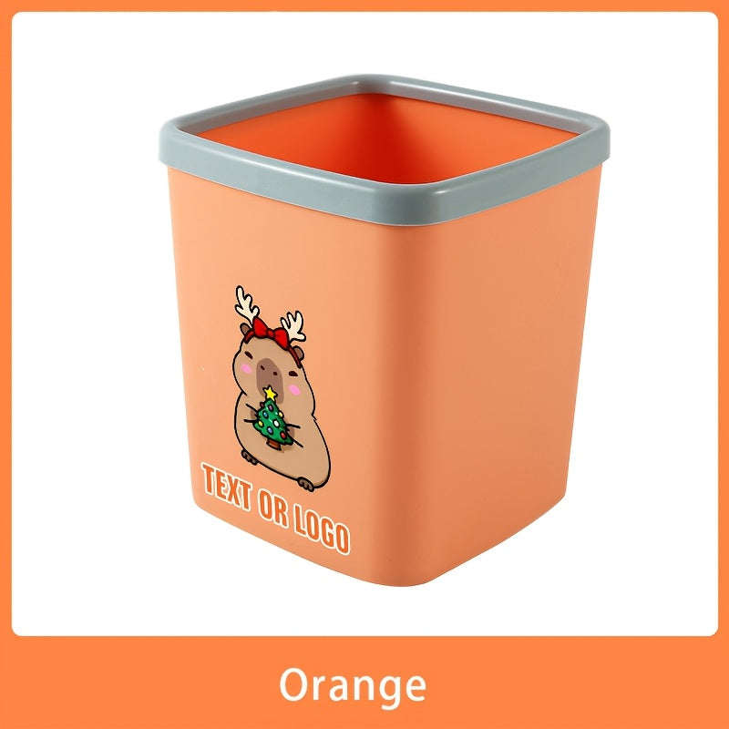 CAPYBARAFAMILY Wide-Mouth Square Trash Can with Smooth Edges & Capable for Organized Waste Disposal - Dual-Color Desktop Waste Bin Suitable for, Office, Bedside - Compact Plastic Bin