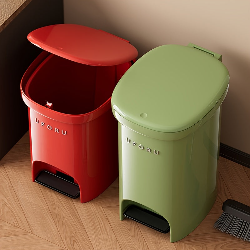1 Sealed Trash Can with Lid | Durable Plastic Pedal-Operated Trash Bin for Kitchen, Bedroom, Living Room - Odor-Resistant, Home Decor, Modern Design