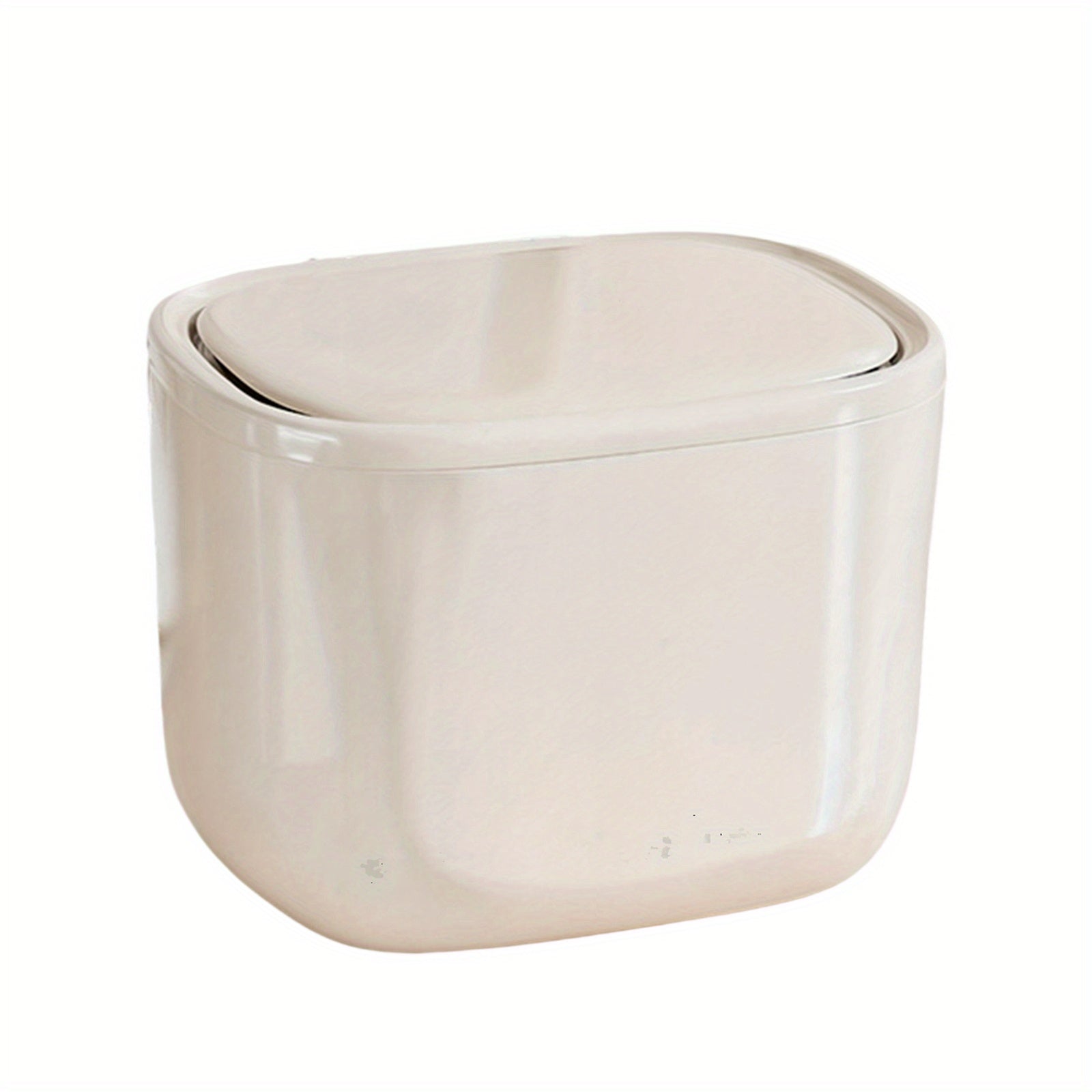 Portable Desktop Trash Can with Lid - Contrast Color Rectangular Plastic Waste Basket, Compact Design for Home Office Desk Organization, No Electricity Needed, Workspace Tidy, Modern Aesthetic, Easy to Clean, Lidded Bin, Neat Freaks