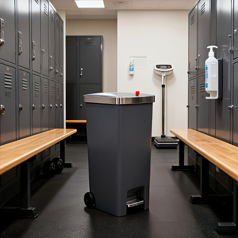 11.89-Gallon Heavy-Duty Plastic Trash Can with Foot Pedal - Large Capacity for 11.89 Gallons\u002F999 Households, 888 People, Space-Saving Rolling Trash Bin with Sturdy Base And Smooth Rolling, Suitable for Office, Bathroom, Ideal for Kitchen