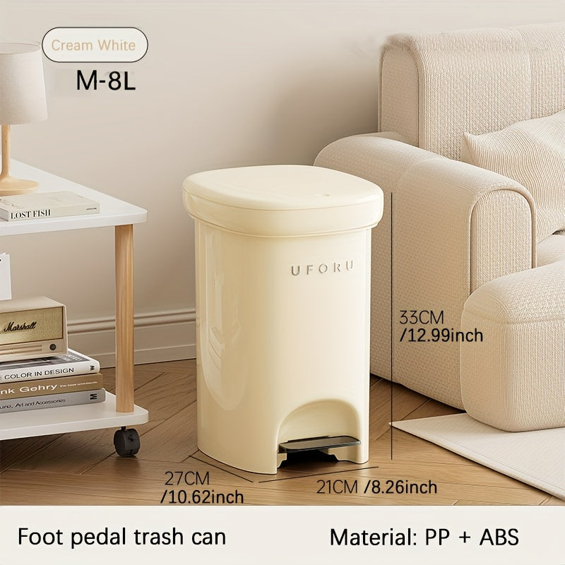 1 Sealed Trash Can with Lid | Durable Plastic Pedal-Operated Trash Bin for Kitchen, Bedroom, Living Room - Odor-Resistant, Home Decor, Modern Design
