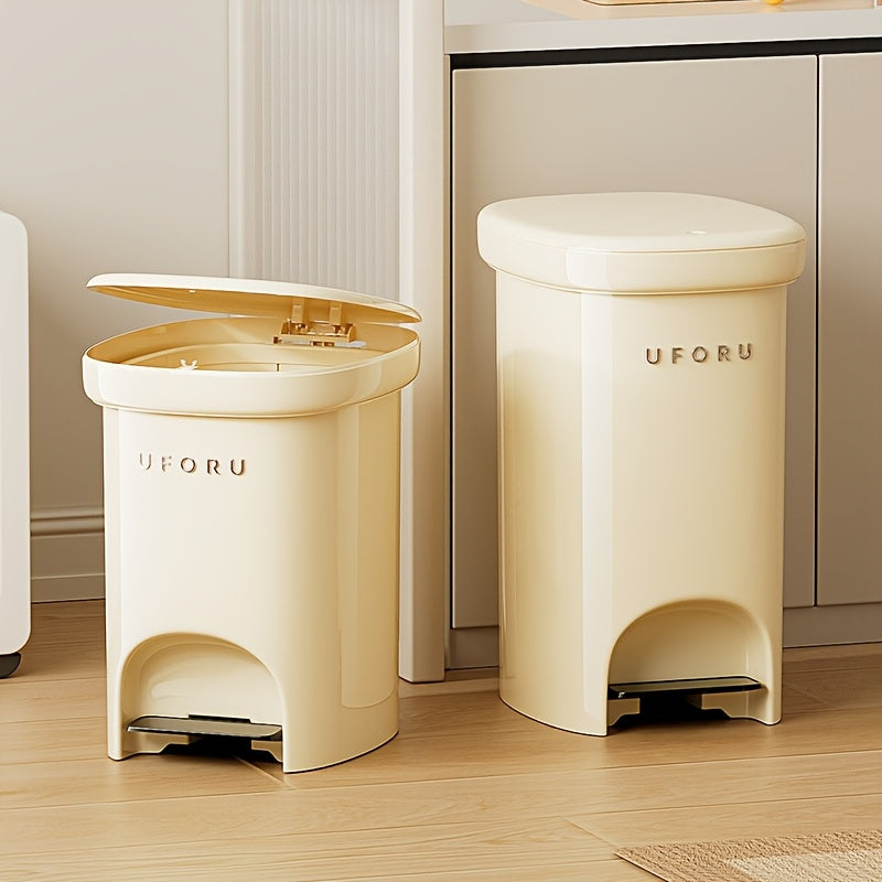 1 Sealed Trash Can with Lid | Durable Plastic Pedal-Operated Trash Bin for Kitchen, Bedroom, Living Room - Odor-Resistant, Home Decor, Modern Design