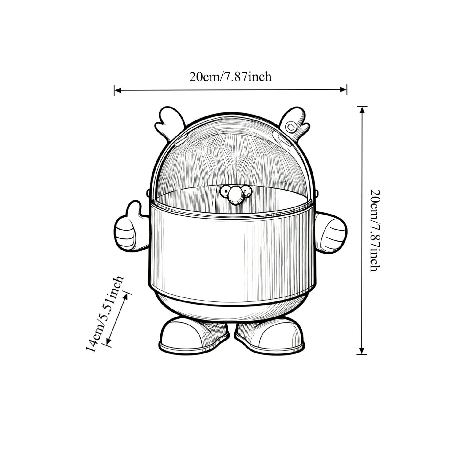 MY LITTLE PONY Plastic Trash Bin with Lid | Bedroom Countertop Waste Bin, Office Small Trash Can with Ear Decorations, Transparent Top, Cute Round Shape, Thumbs Up Gesture