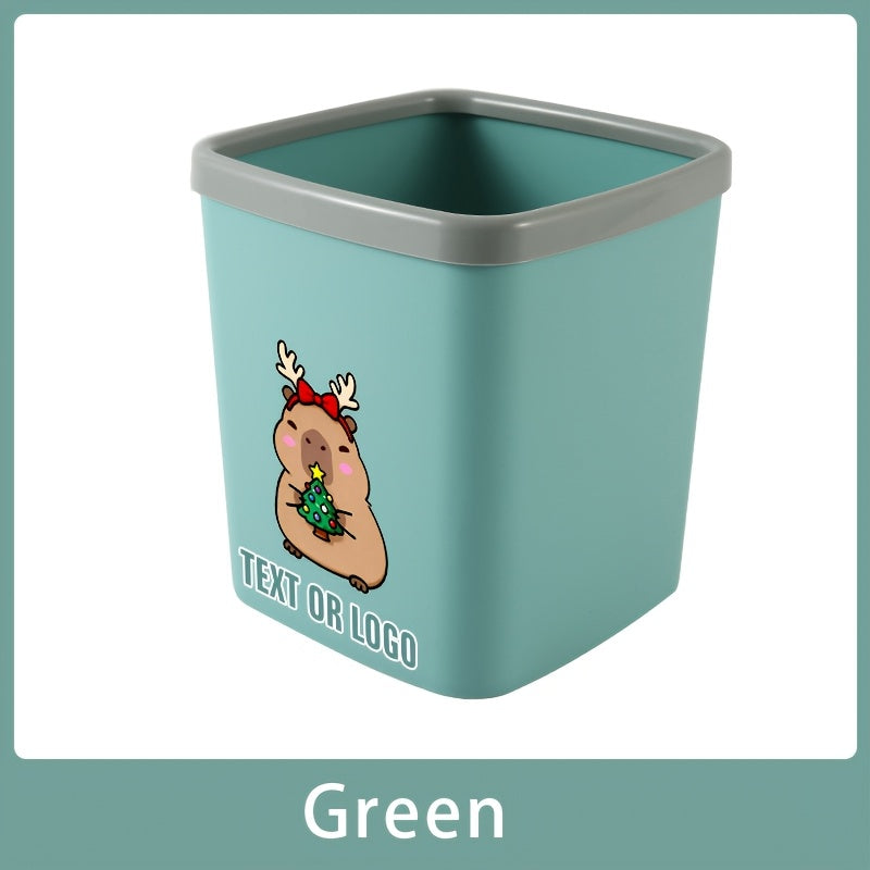 CAPYBARAFAMILY Wide-Mouth Square Trash Can with Smooth Edges & Capable for Organized Waste Disposal - Dual-Color Desktop Waste Bin Suitable for, Office, Bedside - Compact Plastic Bin