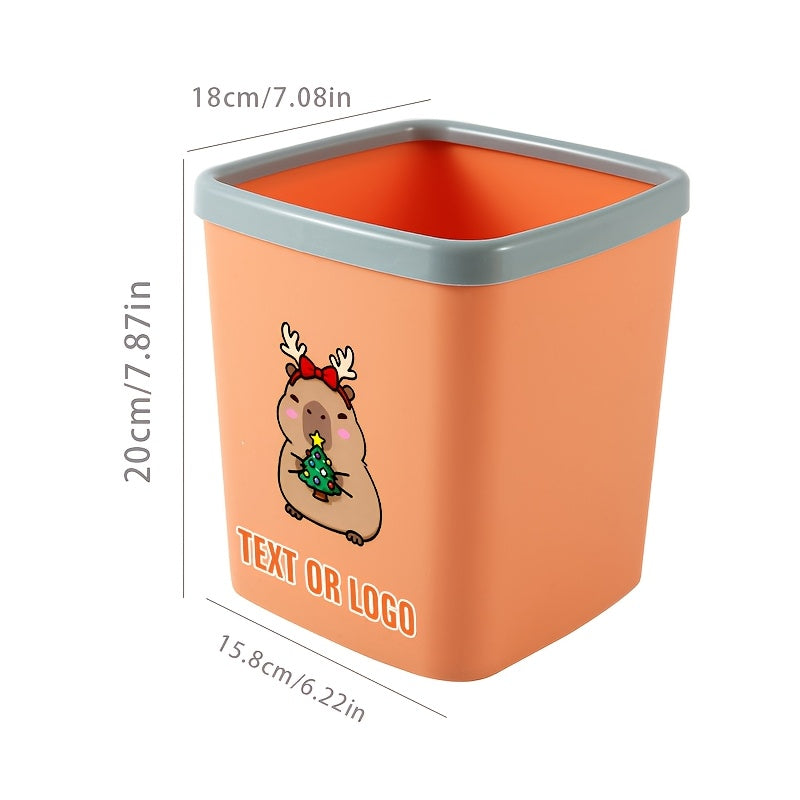 CAPYBARAFAMILY Wide-Mouth Square Trash Can with Smooth Edges & Capable for Organized Waste Disposal - Dual-Color Desktop Waste Bin Suitable for, Office, Bedside - Compact Plastic Bin