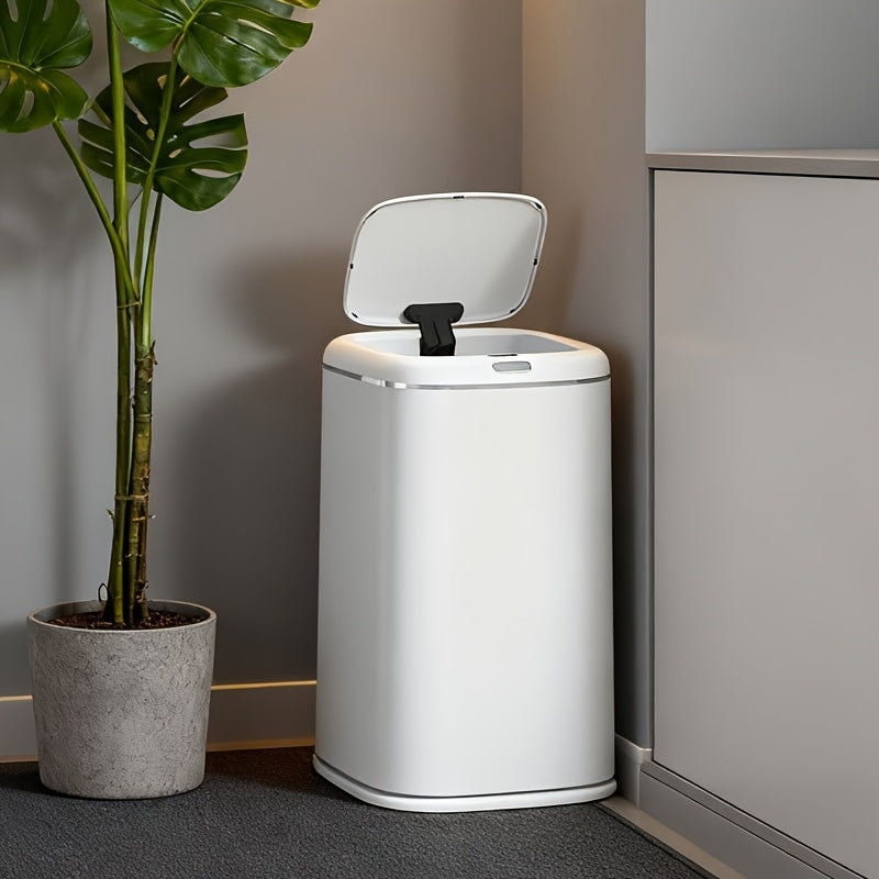 11.36-Gallon Commercial Smart Toilet Trash Can, Automatic Trash Bin, White Automatic Sensing Garbage Can, Small Smart Trash Bin, Lid-Equipped Smart Trash Can, Suitable for Bedrooms, Bathrooms, And Offices