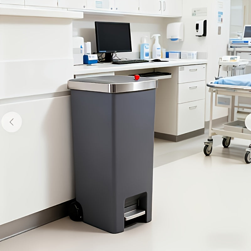 11.89-Gallon Heavy-Duty Plastic Trash Can with Foot Pedal - Large Capacity for 11.89 Gallons\u002F999 Households, 888 People, Space-Saving Rolling Trash Bin with Sturdy Base And Smooth Rolling, Suitable for Office, Bathroom, Ideal for Kitchen