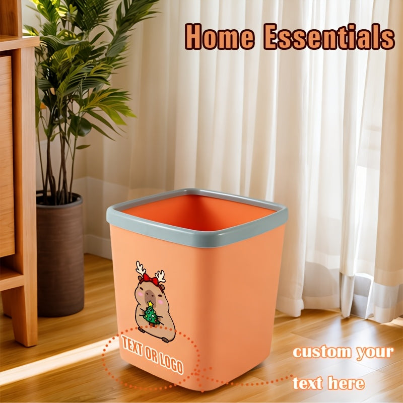 CAPYBARAFAMILY Wide-Mouth Square Trash Can with Smooth Edges & Capable for Organized Waste Disposal - Dual-Color Desktop Waste Bin Suitable for, Office, Bedside - Compact Plastic Bin