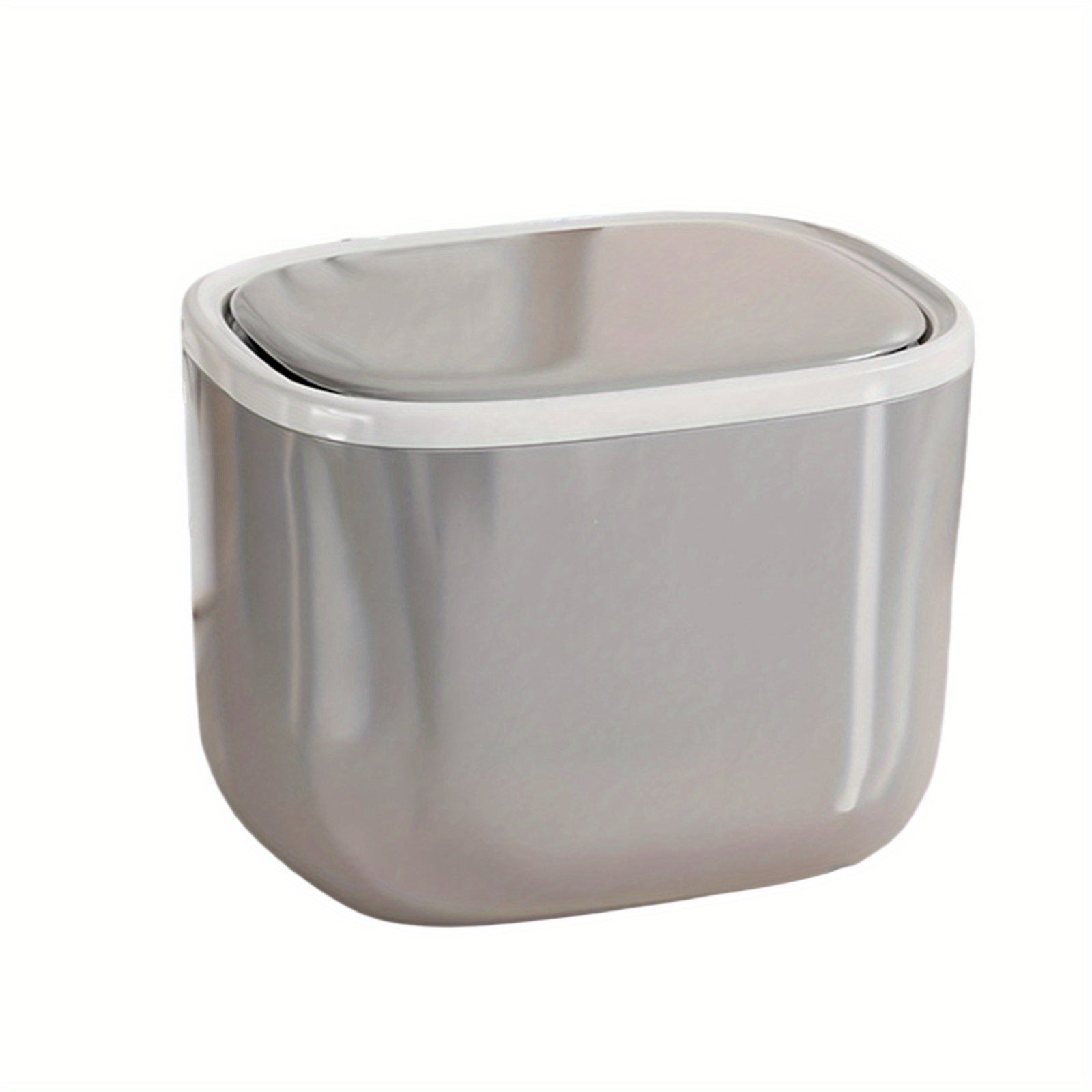 Portable Desktop Trash Can with Lid - Contrast Color Rectangular Plastic Waste Basket, Compact Design for Home Office Desk Organization, No Electricity Needed, Workspace Tidy, Modern Aesthetic, Easy to Clean, Lidded Bin, Neat Freaks