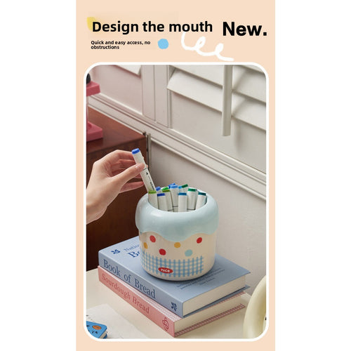 1pc Cute and Stylish Office Covered Storage Bin | Adorable Plastic Wastebasket, Oval Shape, No Electricity Needed