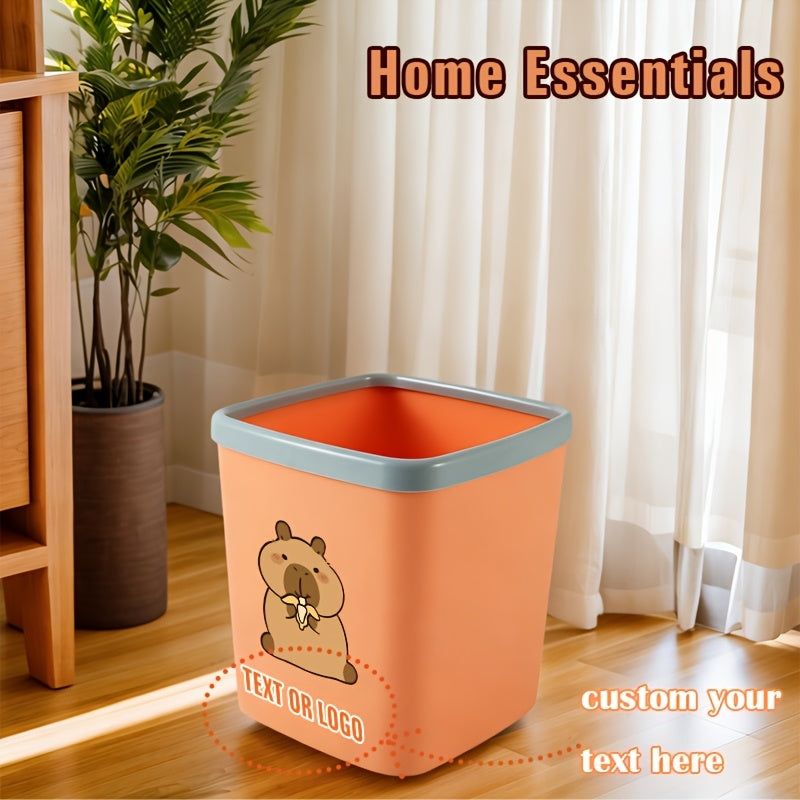 CAPYBARAFAMILY Capybara Trash Can with Text\u002F - Heavy-Duty Suitable for Desk,, - Cute Capybara Design & Capybara Print, Lightweight Plastic Bin, Compact Space-Saving Large Capacity Waste Basket