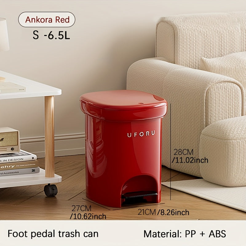 1 Sealed Trash Can with Lid | Durable Plastic Pedal-Operated Trash Bin for Kitchen, Bedroom, Living Room - Odor-Resistant, Home Decor, Modern Design