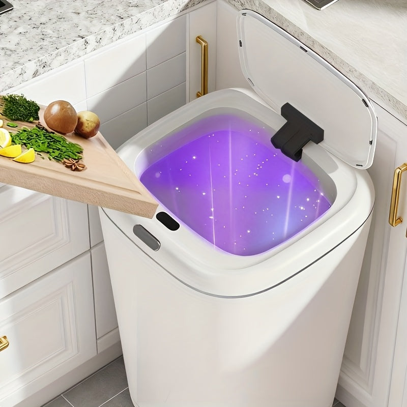 11.36-Gallon Commercial Smart Toilet Trash Can, Automatic Trash Bin, White Automatic Sensing Garbage Can, Small Smart Trash Bin, Lid-Equipped Smart Trash Can, Suitable for Bedrooms, Bathrooms, And Offices