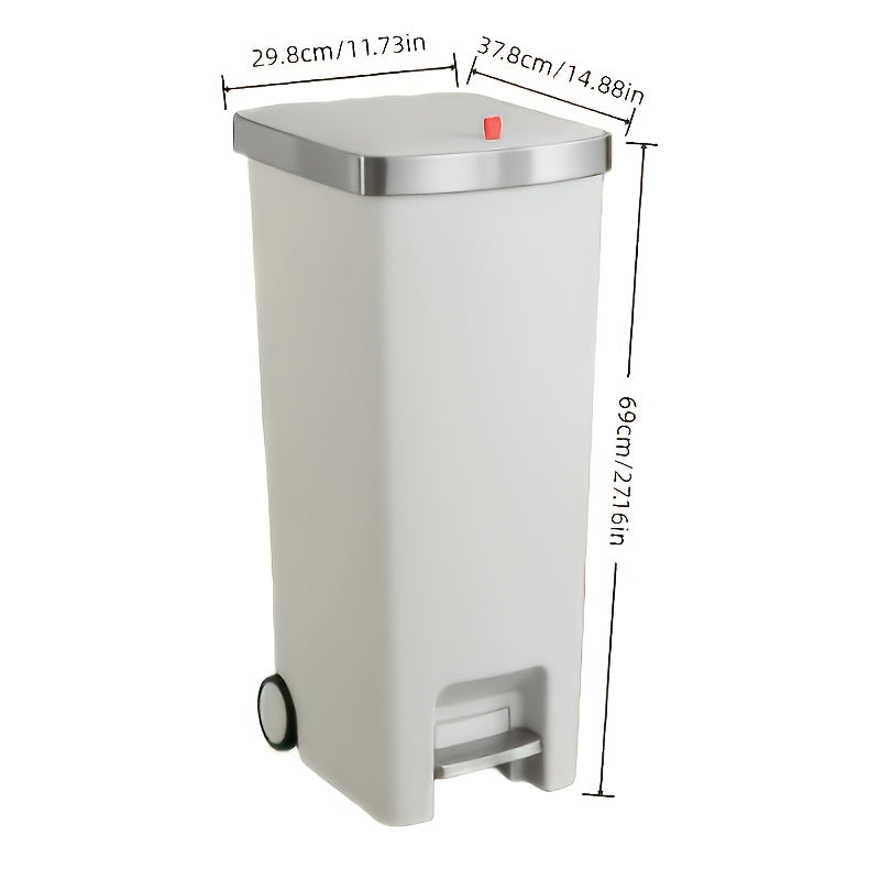 11.89-Gallon Heavy-Duty Plastic Trash Can with Foot Pedal - Large Capacity for 11.89 Gallons\u002F999 Households, 888 People, Space-Saving Rolling Trash Bin with Sturdy Base And Smooth Rolling, Suitable for Office, Bathroom, Ideal for Kitchen